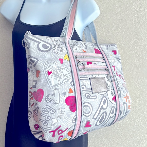 Coach Poppy Graffiti Glam Hearts Tote/Shoulder Bag - Picture 9 of 16